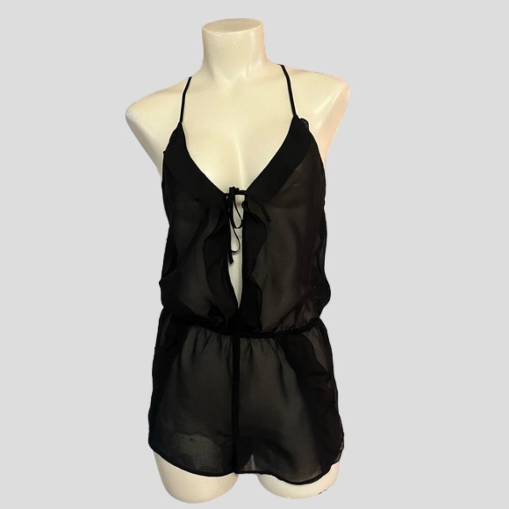 Chelsea Black Sheer Lingerie Romper